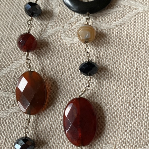 Multi stone gemstone long strand agate onyx quartz 43” necklace 925 strung - Picture 8 of 11